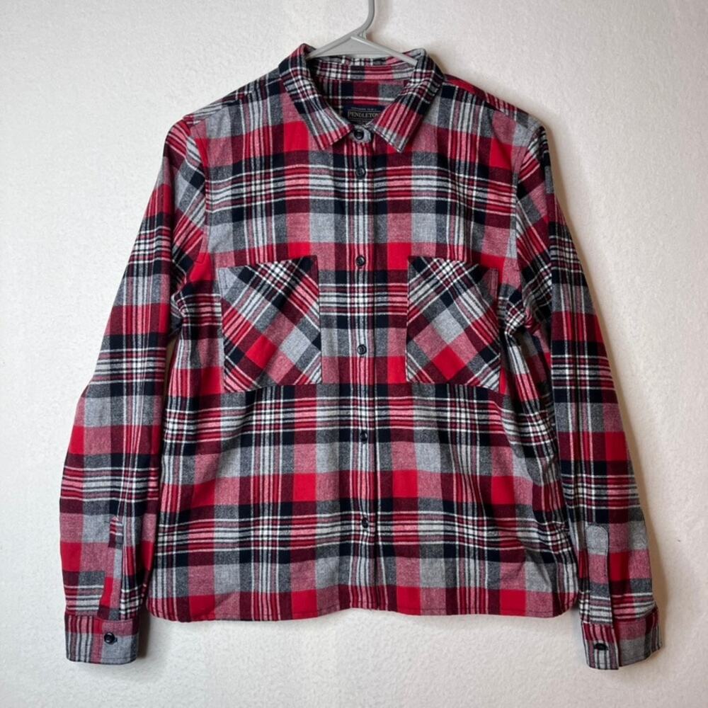 Pendleton Virgin Wool Plaid Shacket Womens M Boyfriend Shirt Fisherman Outdoor